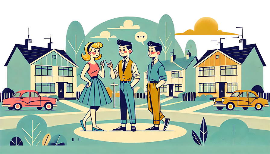 A graphic of young people having a discussion
